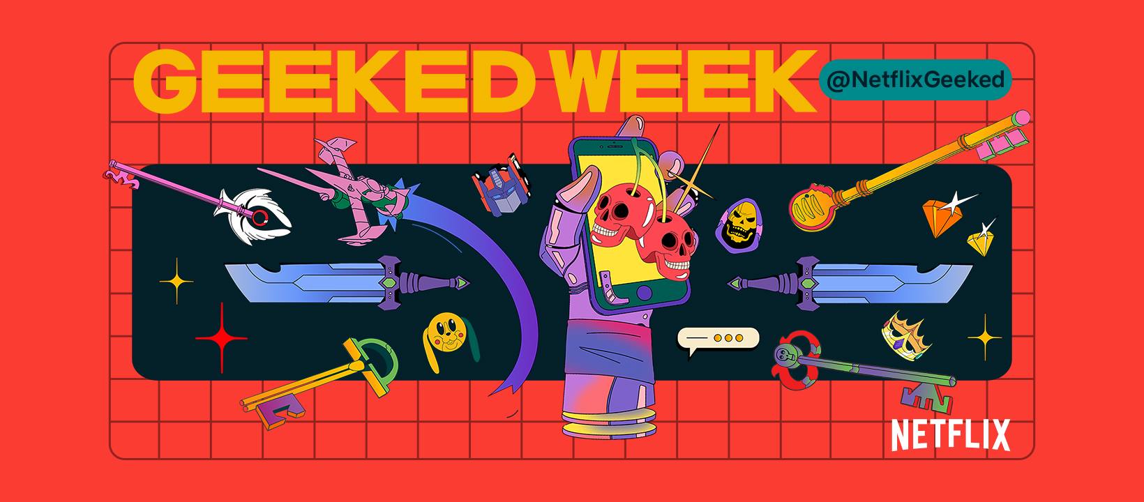 Banner da Geeked Week da Netflix com a programação completa do evento